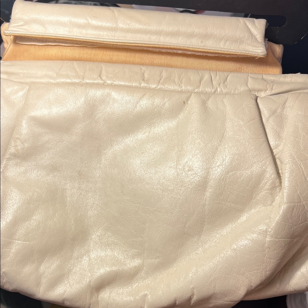 Moon Bags Vintage 1984 hand painted Artistic Cream and Gold leather bag - Picture 4 of 16
